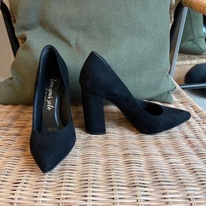 NWT Black Suede Block Heels